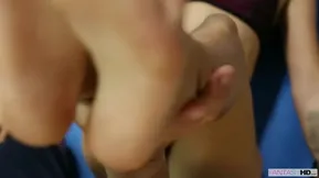 Blonde haired Jessa Rhodes shows off her athletic body and gluten free ass