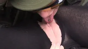 Sexual beauty has sex in doggy style on the city streets