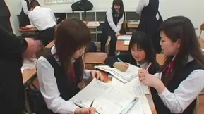 An educational video on sex featuring a young Asian woman receiving a cumshot from several men