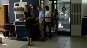 A hot European brunette has sex while watching a movie with passion