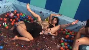 A hot blonde girl is making a wish for the New Year in the club