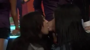 Skinny blonde babe getting banged at the European party