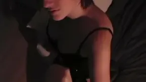 A juicy girl in sexy underwear receives a discharge on her face