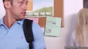 Blonde doll and European beauties seduced Johnny Castle in classroom