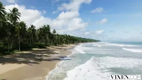 A woman seduces her boyfriend and his friend in a steamy scene