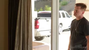 Steamy massage scene from Brad Knight's poolside action with a tanned babe.