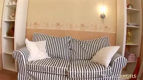 Natural beauty of a tanned Euro teen giving in to pleasure