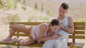 Elizabeth T enjoys facial contact while having vaginal intercourse on a chair