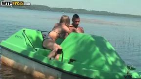 A gang bang on the boat results in a white young girl getting fucked by multiple men.