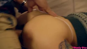 A night of hardcore sex with a white teen and her brother