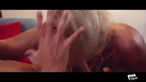 A white girl with blonde hair cheats and has sex in different positions.