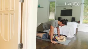 Stepdaughter catches her new stepfather with the naked woman in the house.