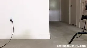 Young looking teen gives a blowjob to a big black cock