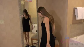 Young beauty in lingerie seduces in 4K porn video.