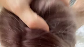 The vid shows an older woman moaning and singing with pleasure while getting fucked on a man’s cane.