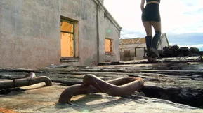 Use of a dildo in a hardcore scene in an abandoned train