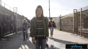 Young and shy woman becomes familiar with the taste of a pussy