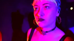 Young dancers Olympe De G and Lina Bembe in a hot group scene in a nightclub