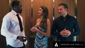 Gizelle Blanco, an Arabian beauty gets DP in a revenge escalation in the elevator
