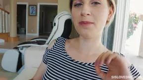 Pretty teenage girl Niki showing off for her sister with glasses