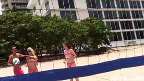 Beach volleyball game became a field for lustful sex