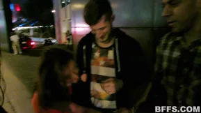 A nice woman has fun with her companion in his club generous and successful