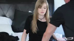 A blonde called Riley in a solo set in a bedroom adds some flavour