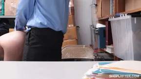 A corporal punishment for a shoplifting white girl caught in the act by her boss