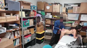 Rewrite of a porn title for an office setting with a small framed white secretary being punished by a blown job