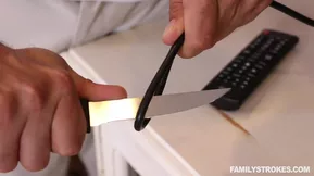 Young white girl gets naughty on Thanksgiving and gives blow job to her family member