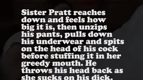 A Mormon lady experiences something new on the desk of her employer