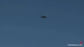 European girls get fucked outdoors in a risky spot