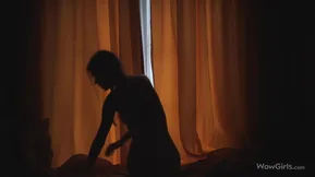 Fit babe Lily Chey masturbates while showing her muscles on cam